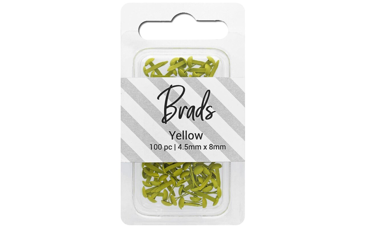 Accent Design Paper Accents Brads 4.5mm x 8mm 100pc Solid Yellow, Brads for  Paper Crafts, Brads Paper Fasteners, Metal Brads, Wire Brads, Small Brads,  Yellow Brads